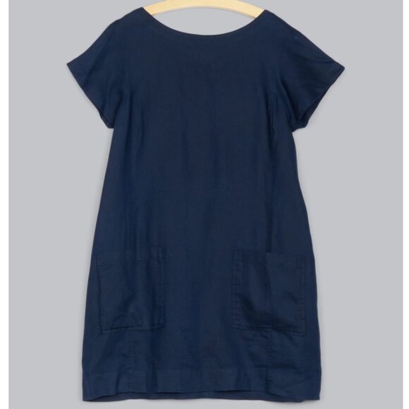 Eileen Fisher Women's Blue Short-Sleeve Linen Shift Dress Size Large - Picture 1 of 9
